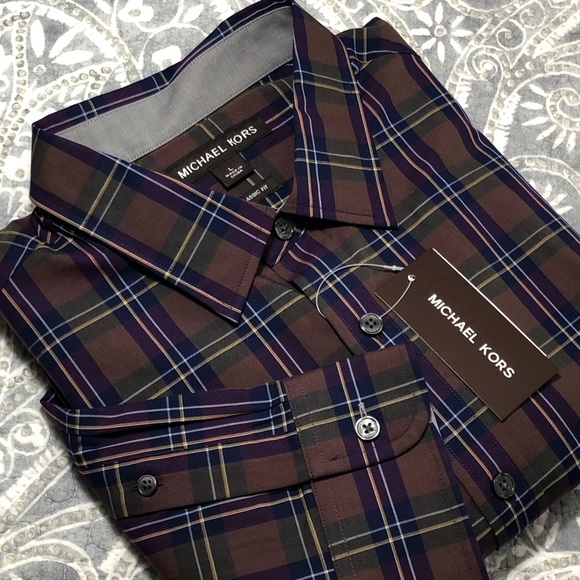Michael Kors Other - Men’s NWT Michael Kors Classic Fit Plaid Shirt L